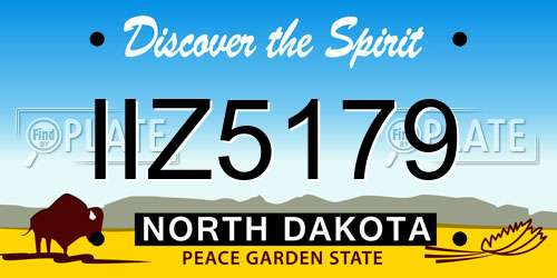 IIZ5179 North Dakota License Plate