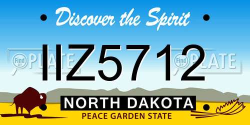 IIZ5712 North Dakota License Plate