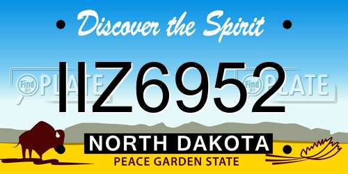 IIZ6952 North Dakota License Plate