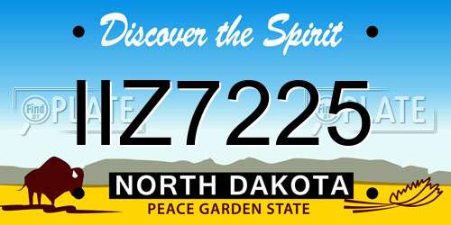 IIZ7225 North Dakota License Plate