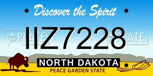 IIZ7228 North Dakota License Plate