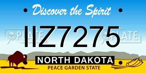 IIZ7275 North Dakota License Plate