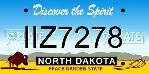 IIZ7278 North Dakota License Plate