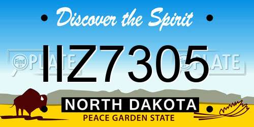 IIZ7305 North Dakota License Plate