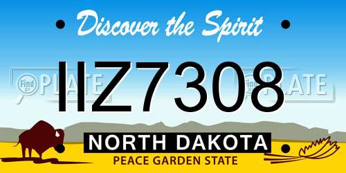 IIZ7308 North Dakota License Plate