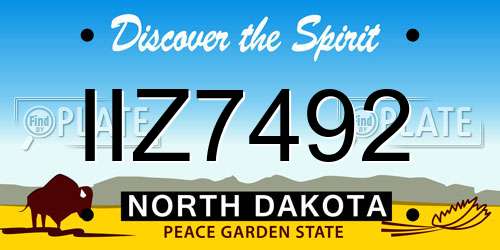 IIZ7492 North Dakota License Plate