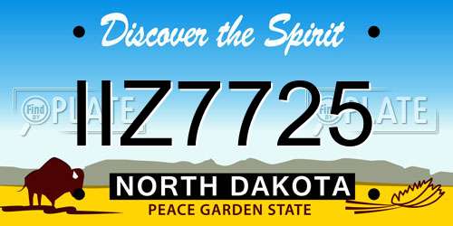 IIZ7725 North Dakota License Plate