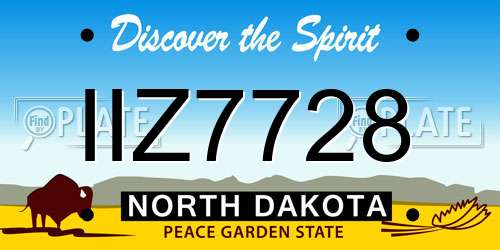 IIZ7728 North Dakota License Plate