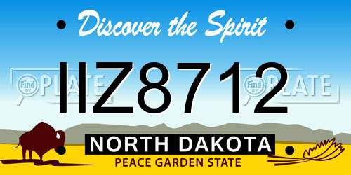 IIZ8712 North Dakota License Plate