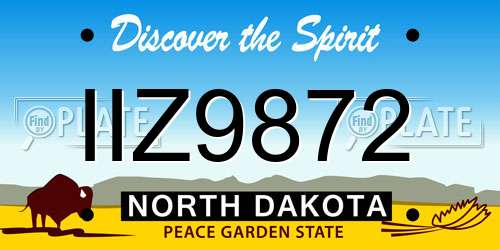 IIZ9872 North Dakota License Plate