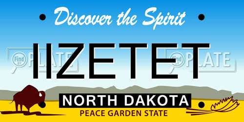IIZETET North Dakota License Plate