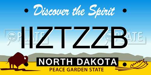 IIZTZZB North Dakota License Plate