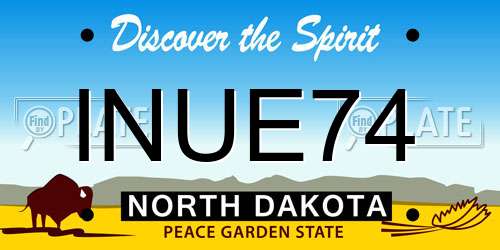 INUE74 North Dakota License Plate
