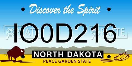 IO0D216 North Dakota License Plate