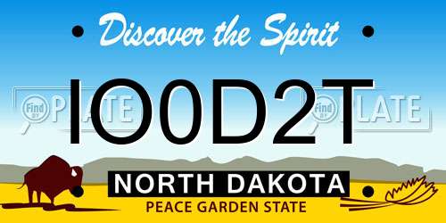 IO0D2T North Dakota License Plate