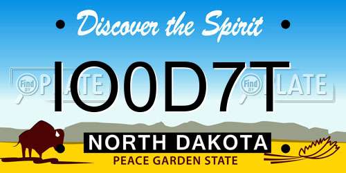 IO0D7T North Dakota License Plate