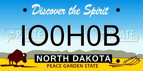 IO0H0B North Dakota License Plate