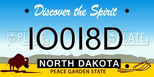 IO0I8D North Dakota License Plate
