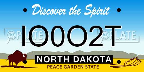 IO0O2T North Dakota License Plate