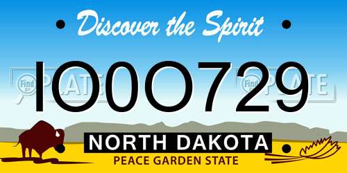 IO0O729 North Dakota License Plate