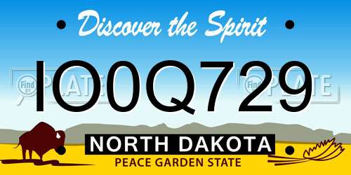 IO0Q729 North Dakota License Plate