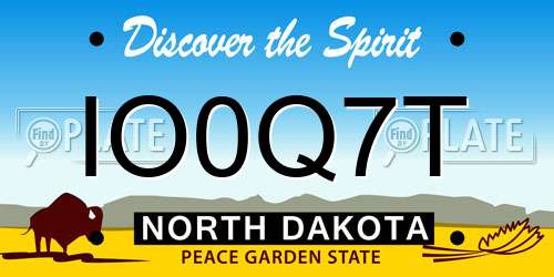 IO0Q7T North Dakota License Plate