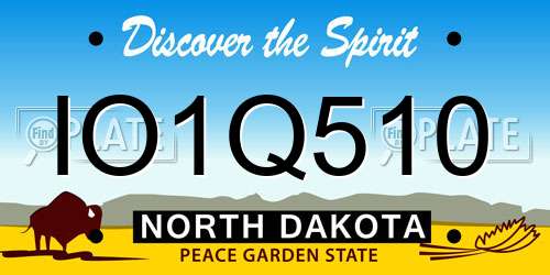 IO1Q510 North Dakota License Plate