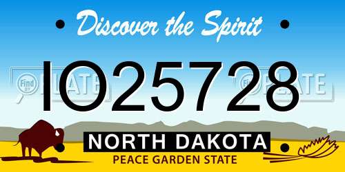 IO25728 North Dakota License Plate