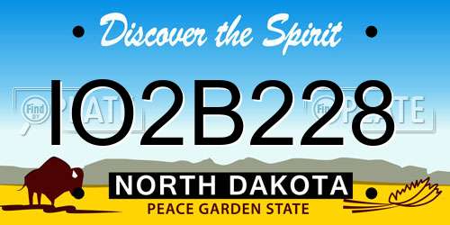 IO2B228 North Dakota License Plate