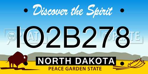 IO2B278 North Dakota License Plate