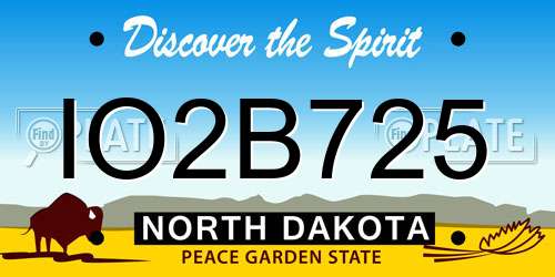 IO2B725 North Dakota License Plate