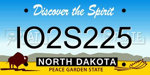 IO2S225 North Dakota License Plate