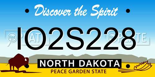 IO2S228 North Dakota License Plate