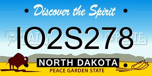 IO2S278 North Dakota License Plate