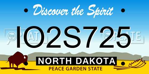 IO2S725 North Dakota License Plate