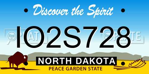 IO2S728 North Dakota License Plate