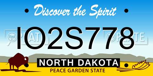 IO2S778 North Dakota License Plate