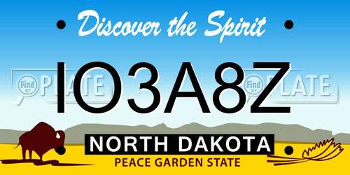 IO3A8Z North Dakota License Plate
