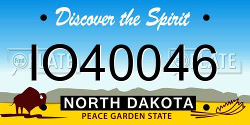 IO40046 North Dakota License Plate