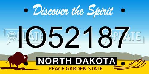 IO52187 North Dakota License Plate