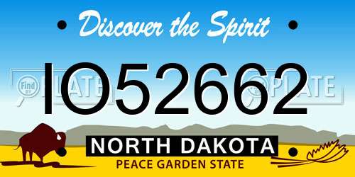 IO52662 North Dakota License Plate