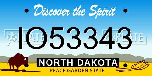IO53343 North Dakota License Plate