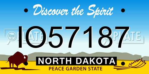 IO57187 North Dakota License Plate