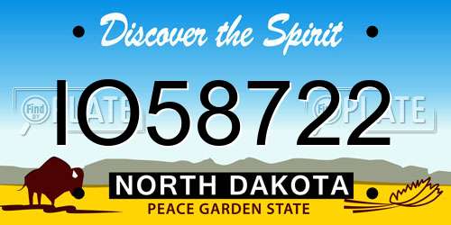 IO58722 North Dakota License Plate