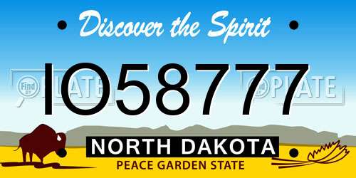 IO58777 North Dakota License Plate
