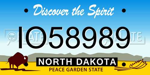 IO58989 North Dakota License Plate