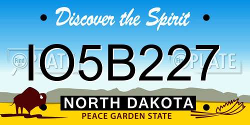 IO5B227 North Dakota License Plate