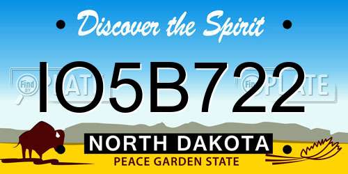IO5B722 North Dakota License Plate