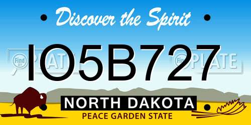 IO5B727 North Dakota License Plate