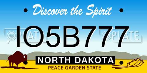 IO5B777 North Dakota License Plate